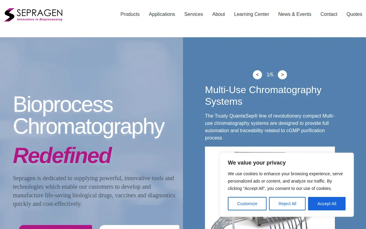 Homepage of Sepragen CORP