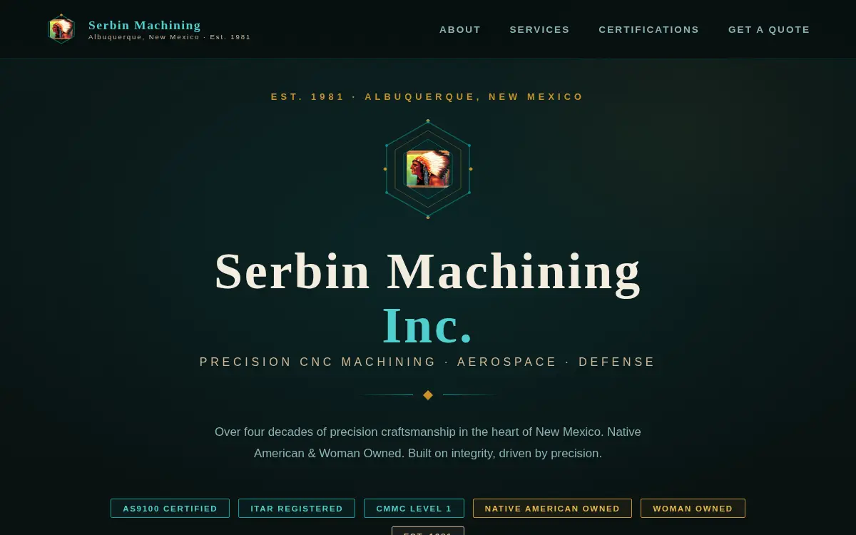Homepage of Serbin Machining, INC
