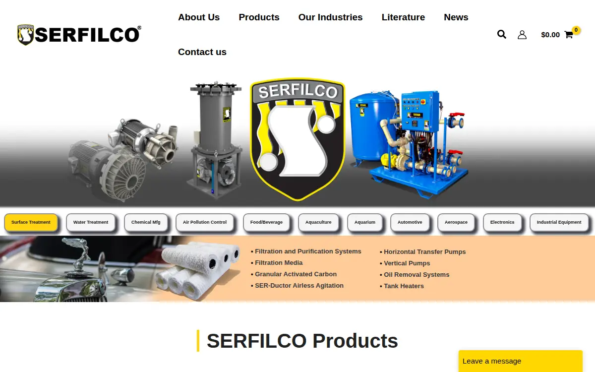 Homepage of Service Filtration CORP