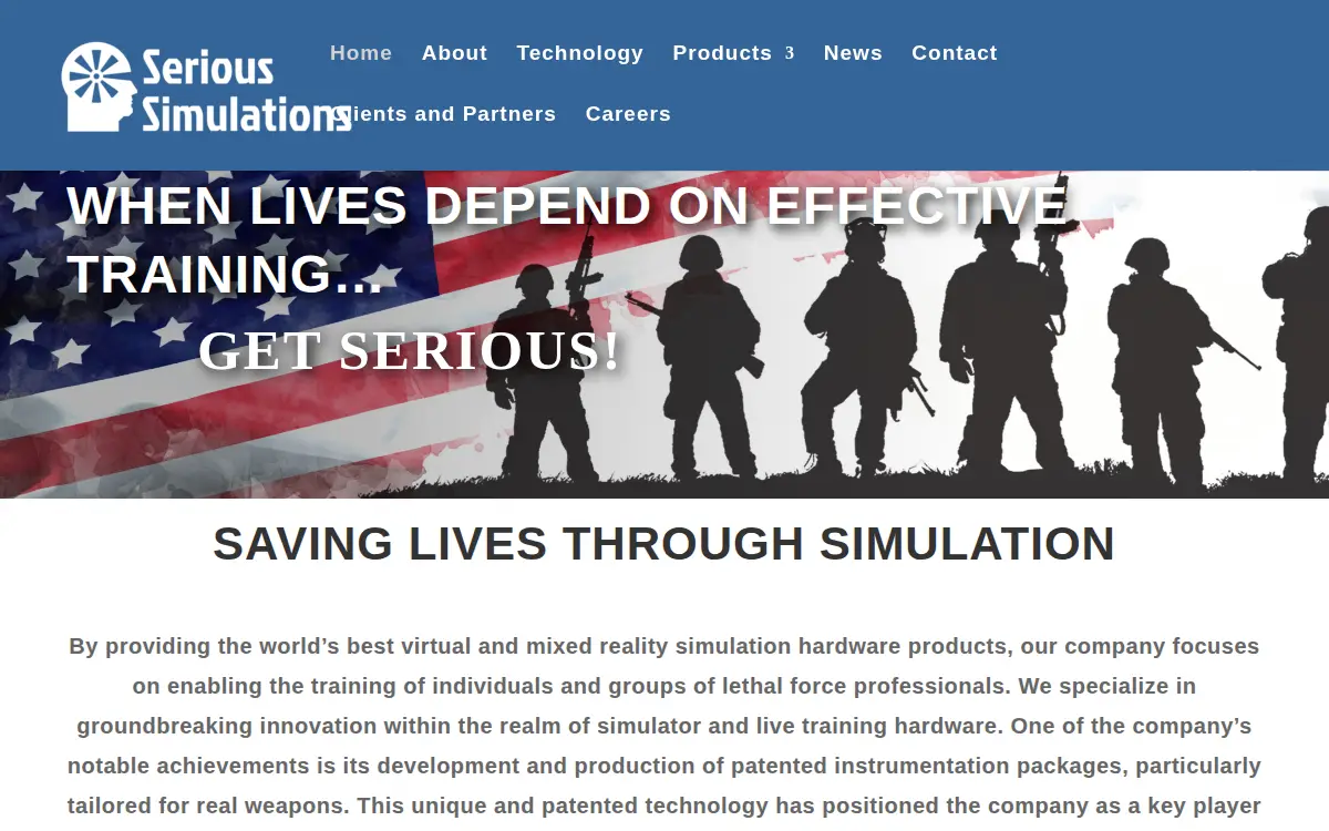 Homepage of Serious Simulations LLC