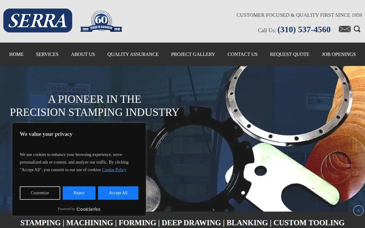 Homepage of Serra Manufacturing Corporation