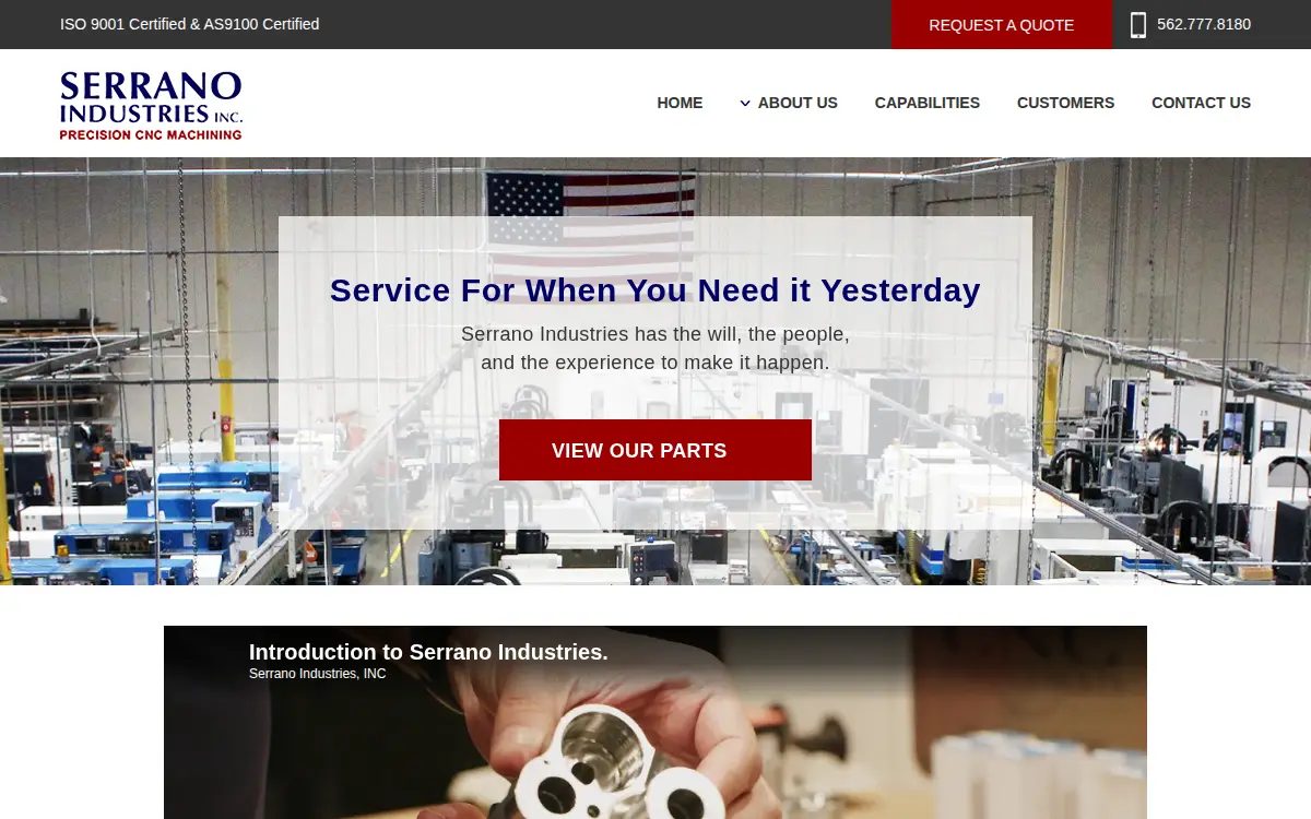 Homepage of Serrano Industries, INC.