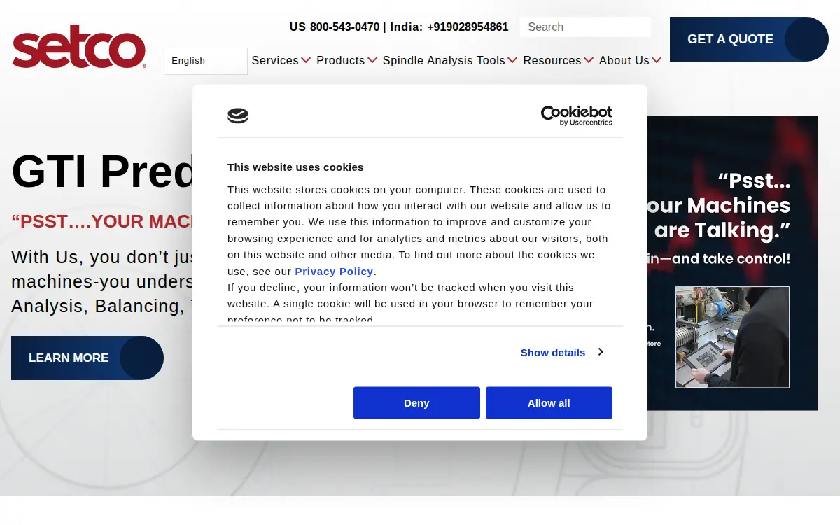Homepage of Setco Sales CO