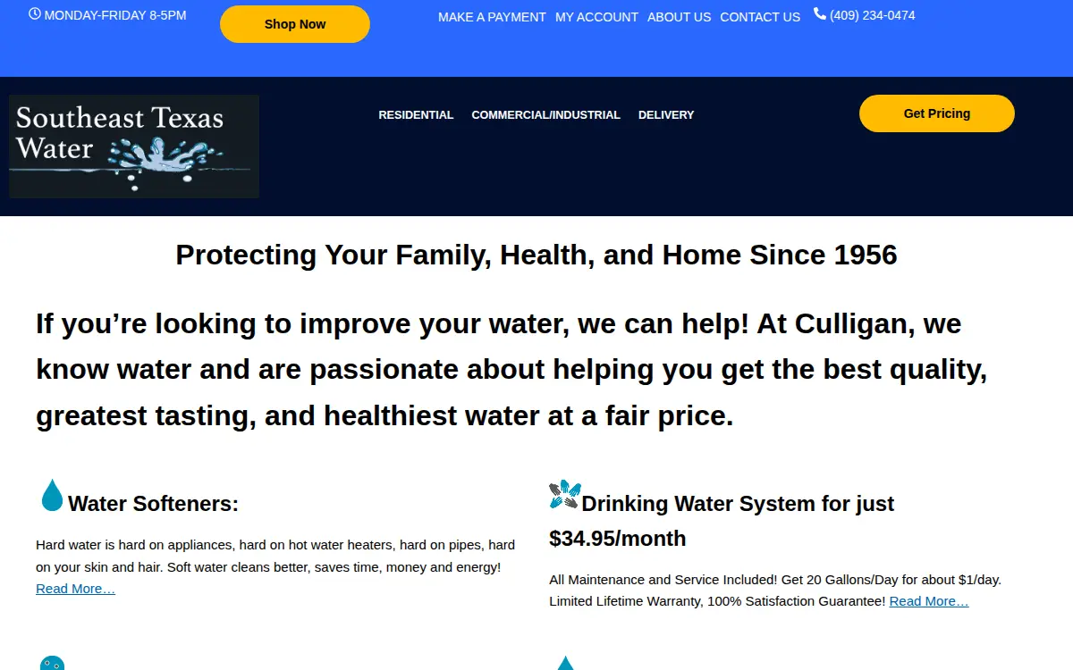 Homepage of Southeast Texas Water Conditioning, INC.