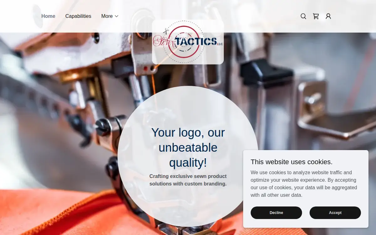 Homepage of Sewn Tactics LLC