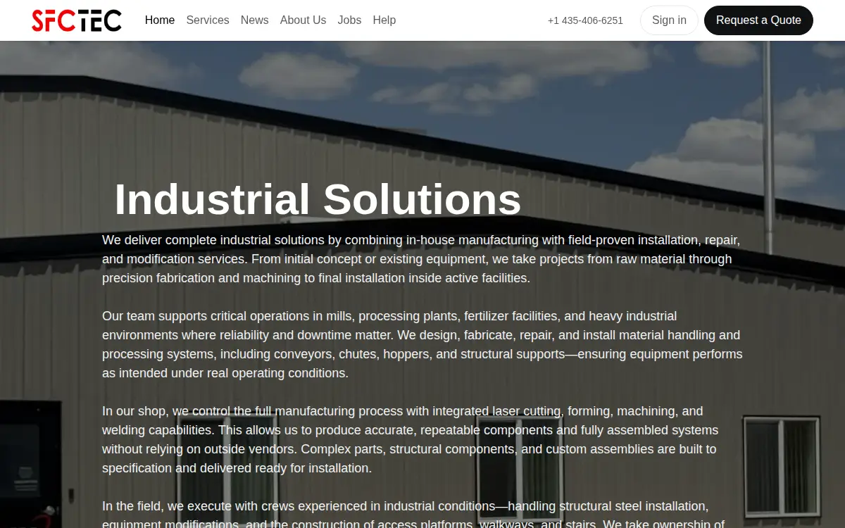 Homepage of Sfc Welding, INC.