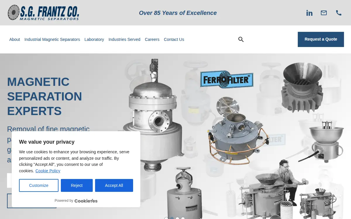 Homepage of S.g. Frantz CO. INC.