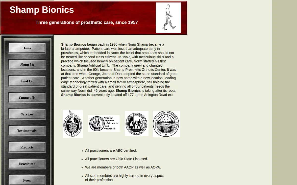 Homepage of Prosthetic Consultants INC