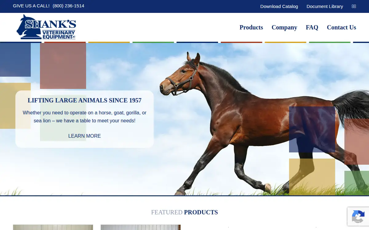 Homepage of Shanks Veterinary Equipment INC
