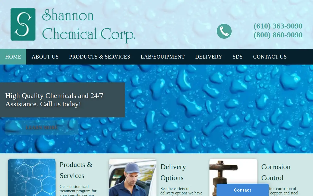 Homepage of Shannon Chemical Corporation