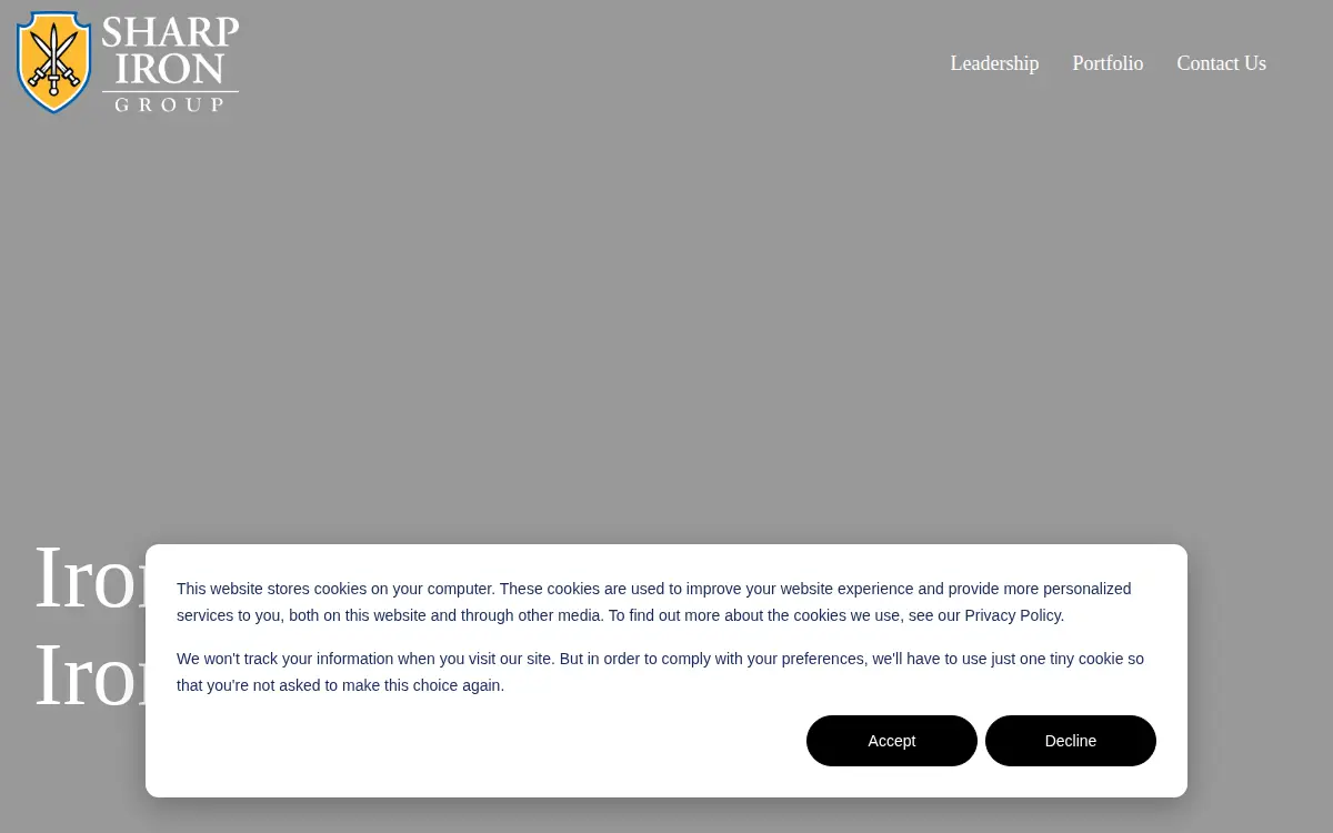 Homepage of Sharp Iron Group LLC
