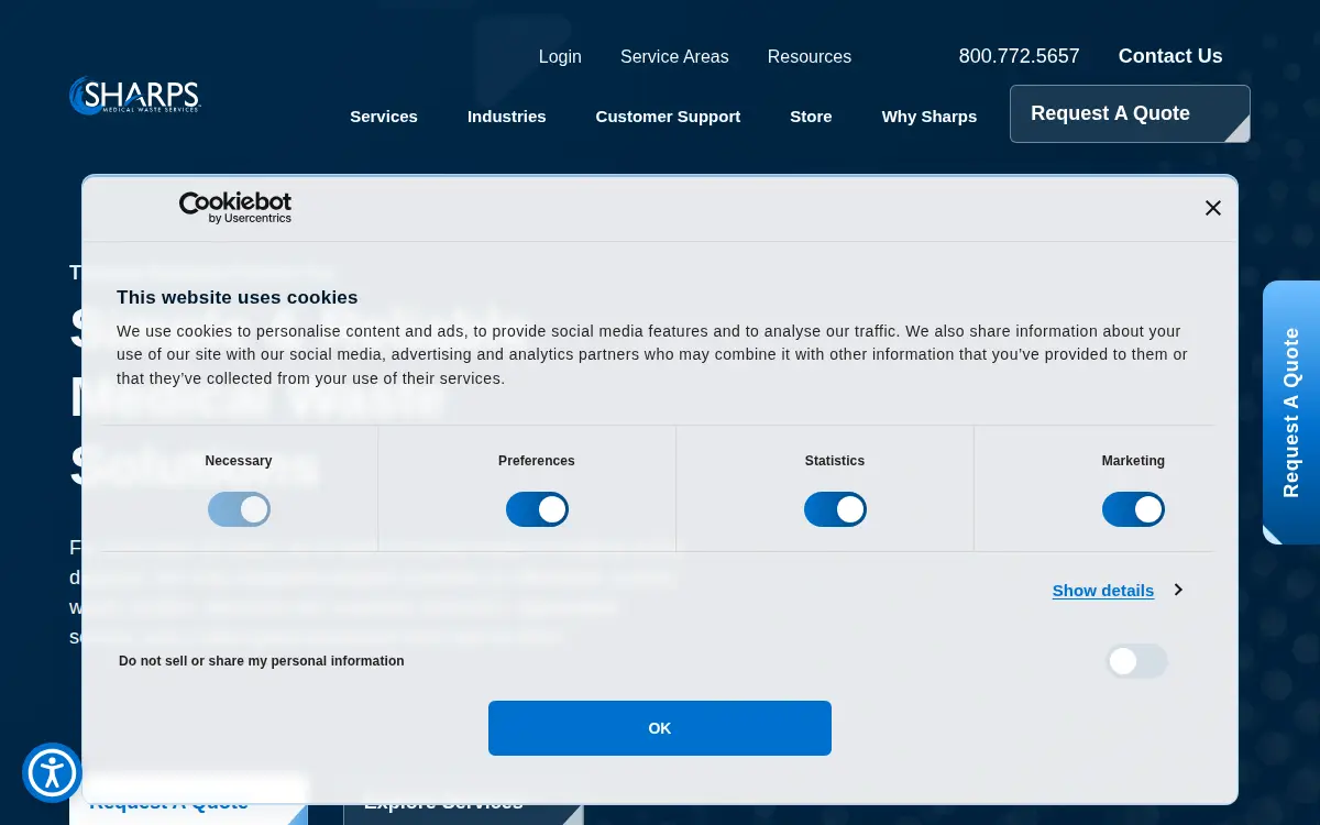 Homepage of Sharps Compliance of Texas LLC