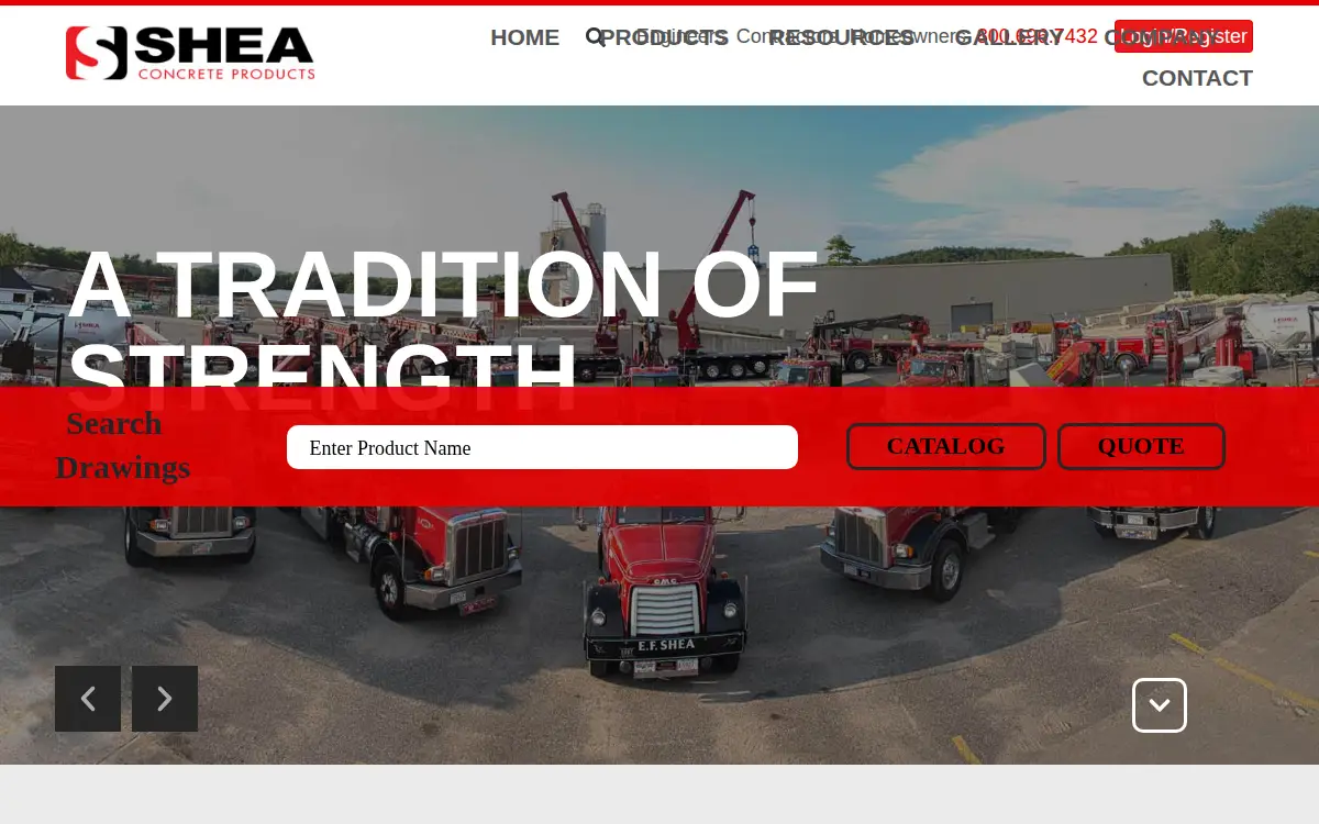 Homepage of Shea Concrete Products, INC.