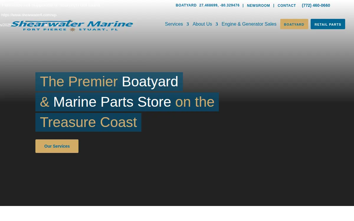 Homepage of Shearwater Marine Fl, INC.