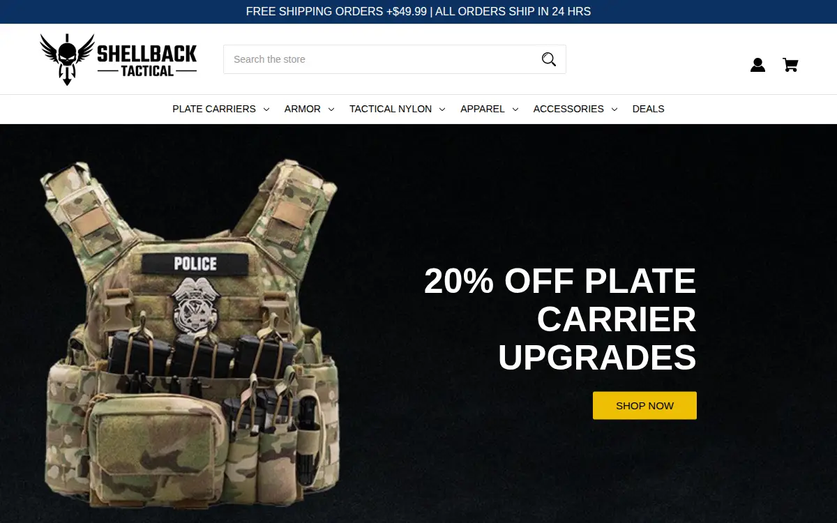Homepage of Shellback Tactical LLC