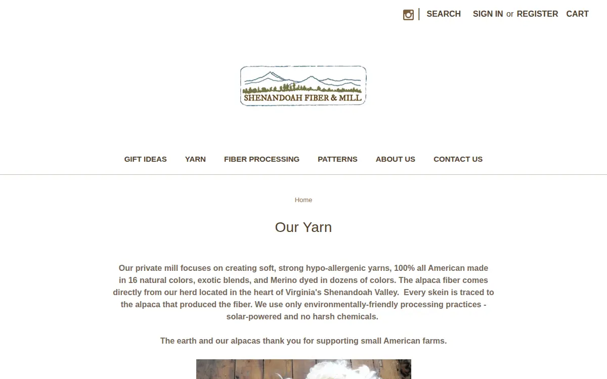 Homepage of The Shenandoah Fiber Company LLC
