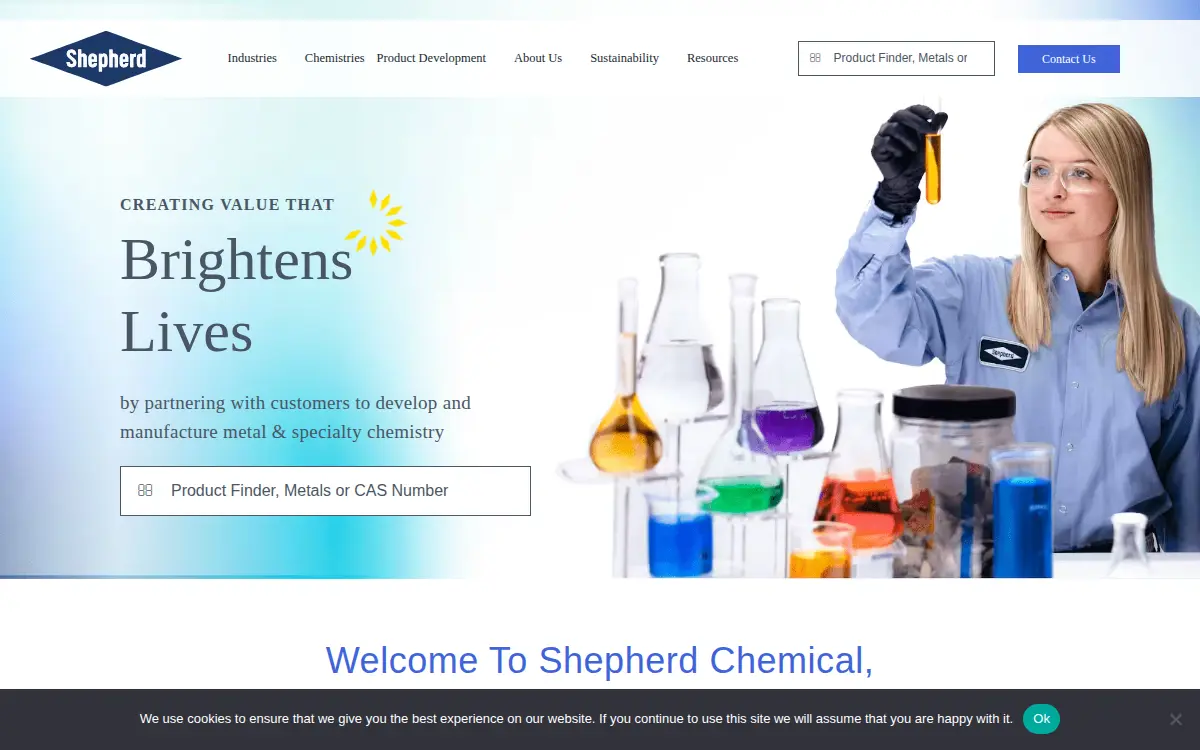 Homepage of The Shepherd Chemical Company