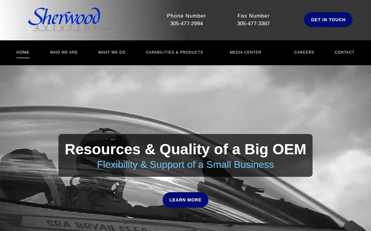 Homepage of Sherwood Avionics and Accessories, INC.