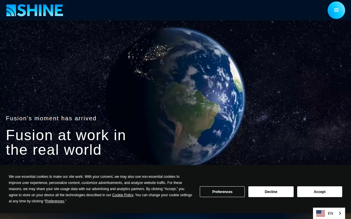 Homepage of Shine Technologies, LLC