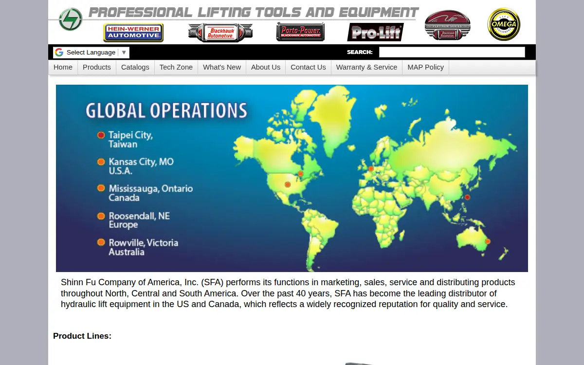 Homepage of Shinn Fu Company of America, INC.