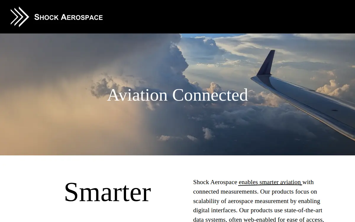 Homepage of Shock Aerospace, LLC