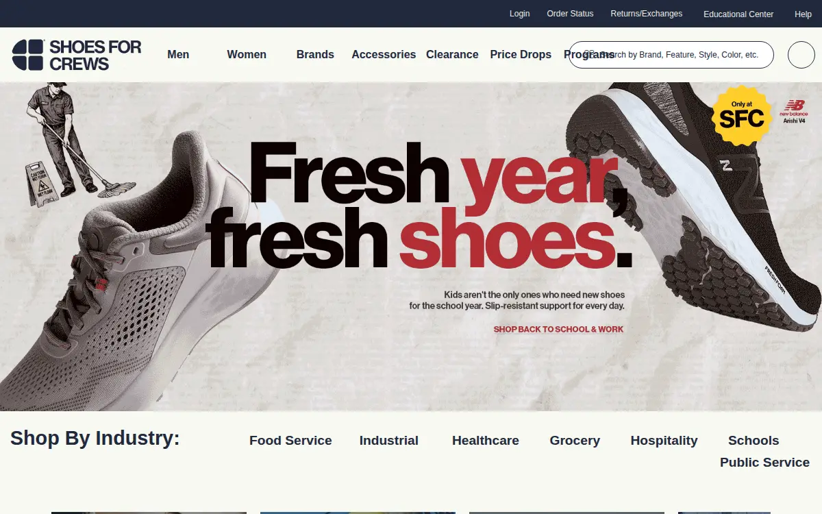 Homepage of Shoes for Crews North America, LLC
