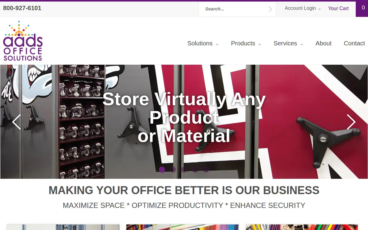 Homepage of Aads Office Solutions Int'l LLC
