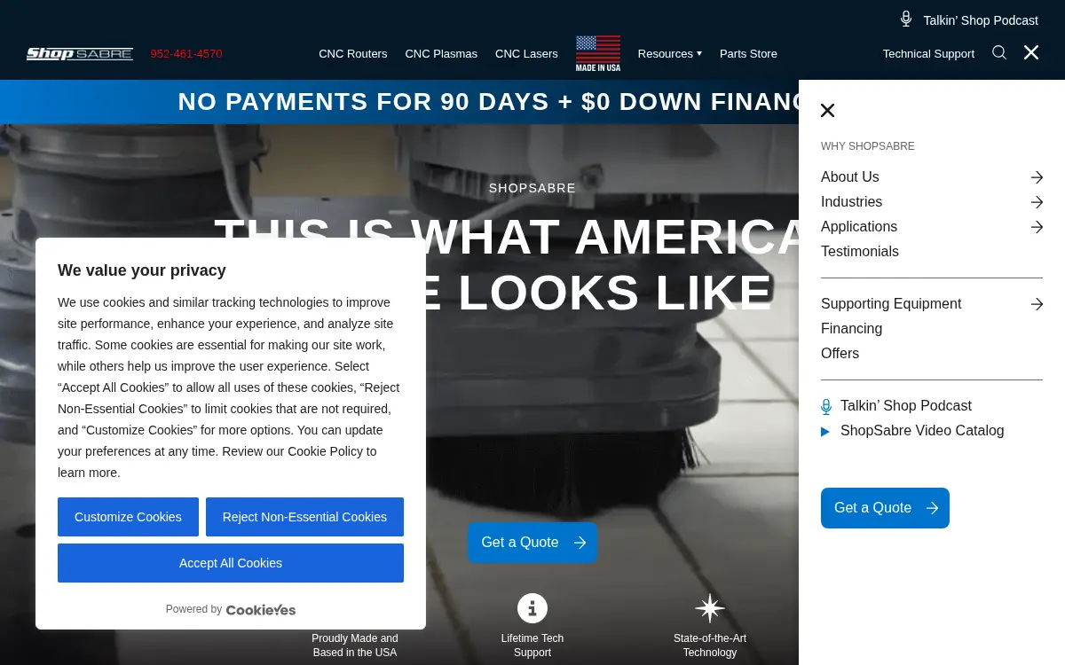 Homepage of Numerically Automated Cutting Systems, LLC