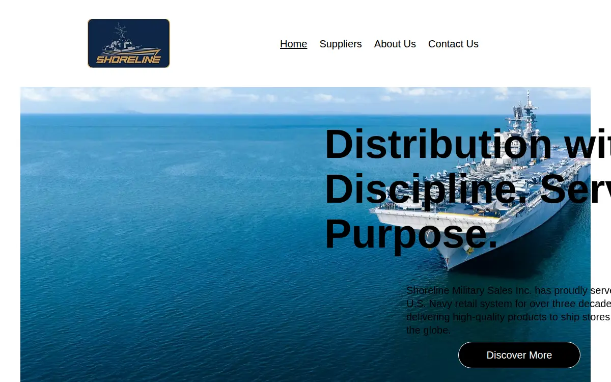Homepage of Shoreline Military Sales INC.