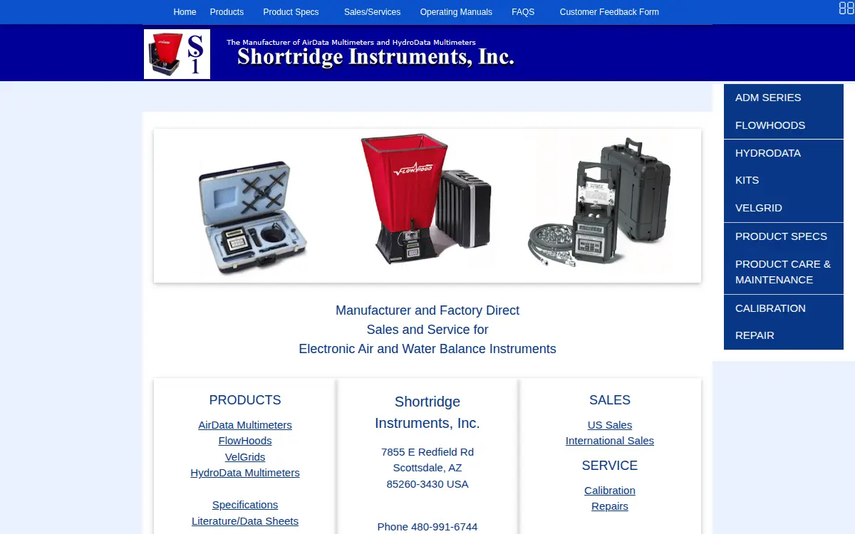 Homepage of Shortridge Instruments INC