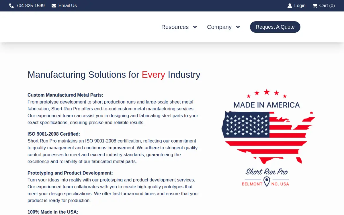 Homepage of Short Run Pro LLC