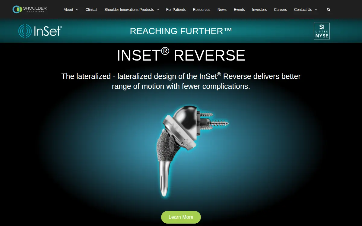 Homepage of Shoulder Innovations, INC.