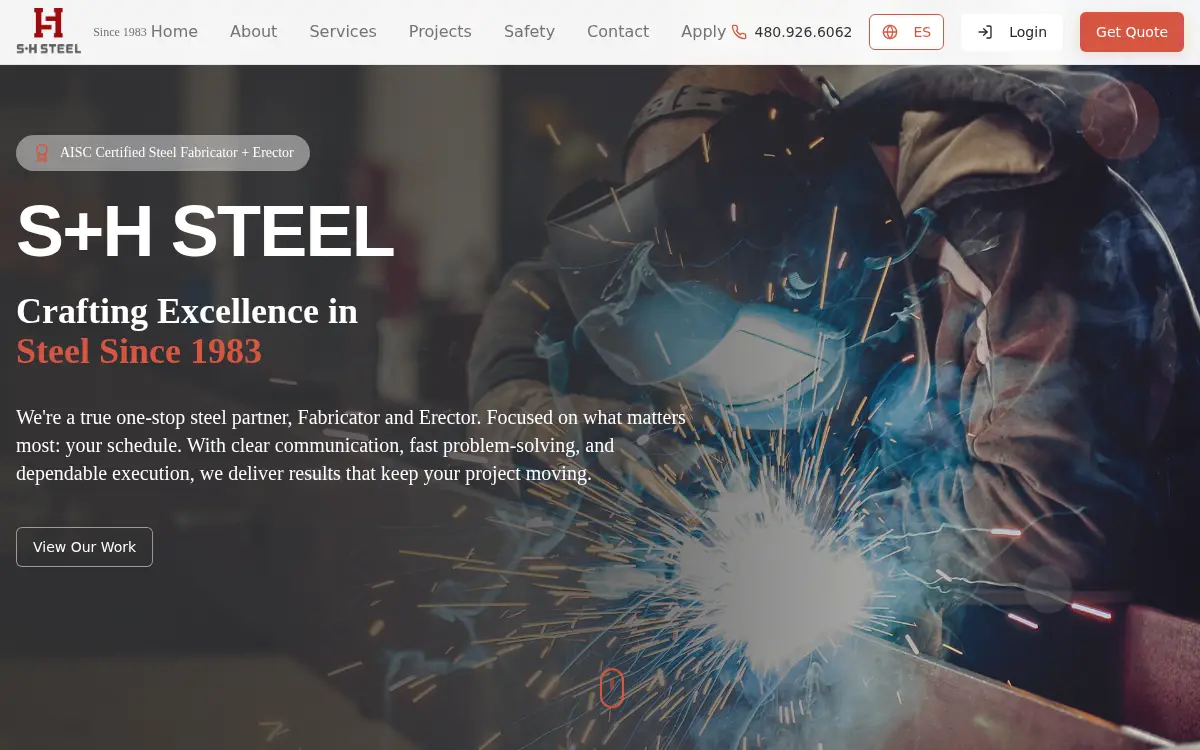 Homepage of S & H Steel Co, LLC