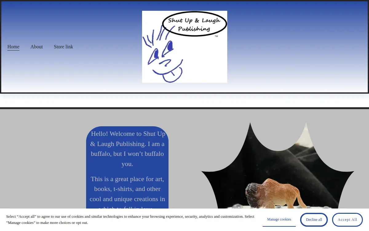 Homepage of Shut Up & Laugh Publishing, LLC