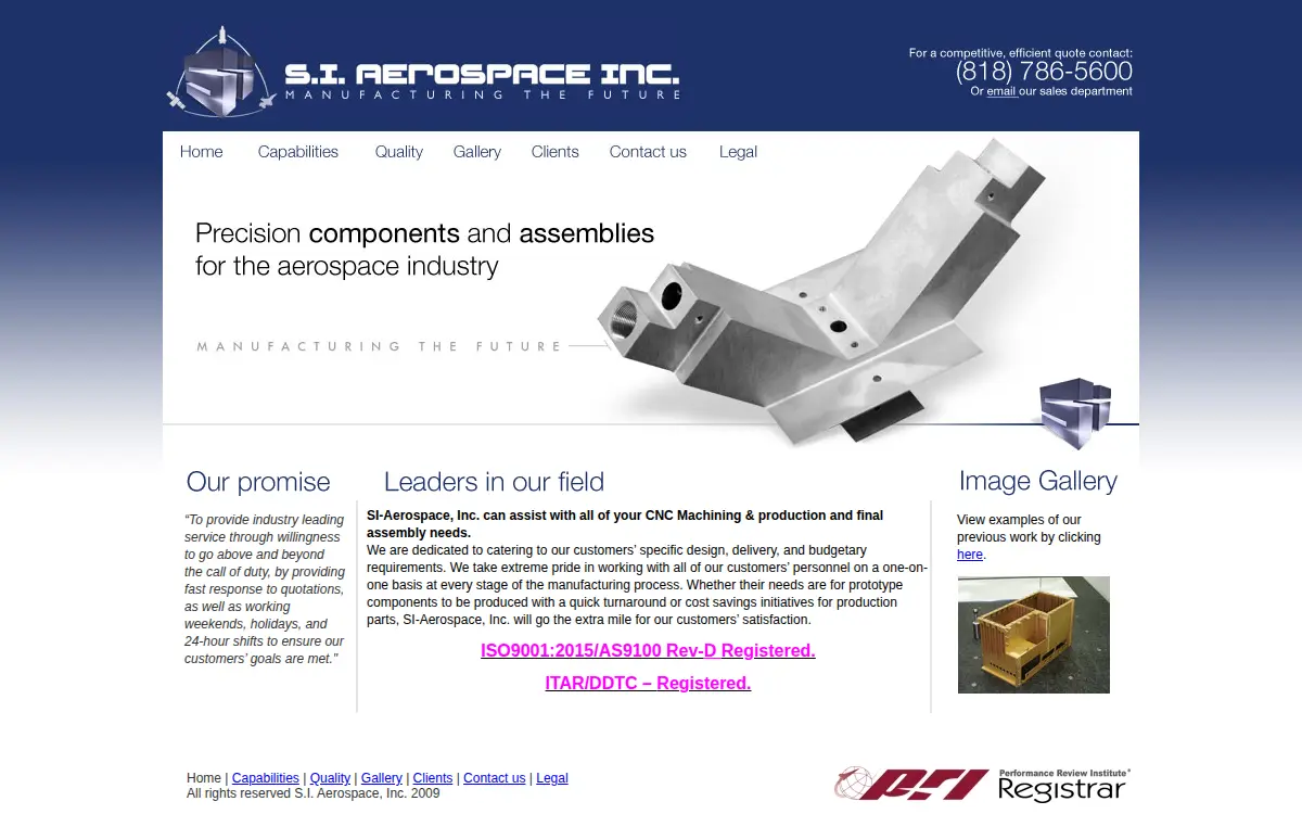 Homepage of Si Aerospace INC.