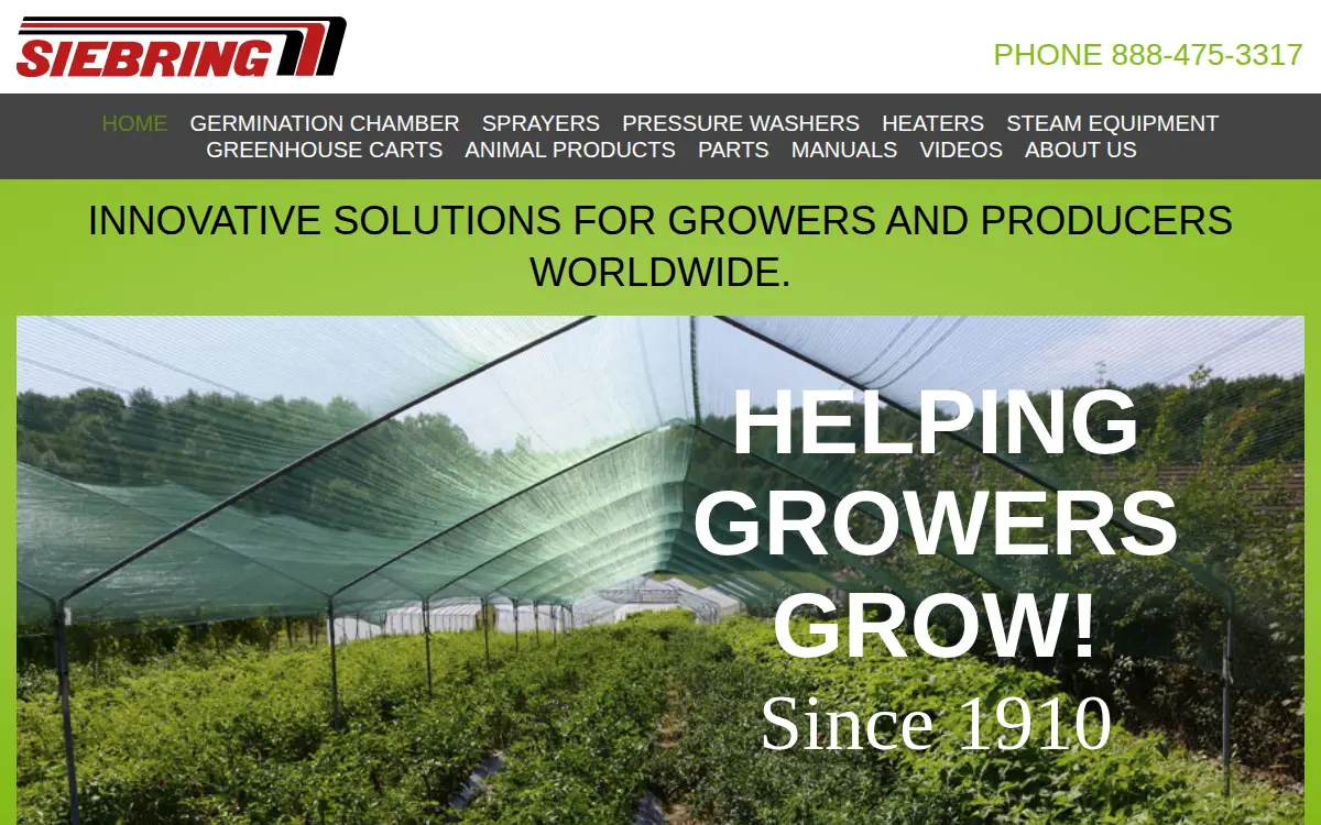 Homepage of Siebring Manufacturing, INC