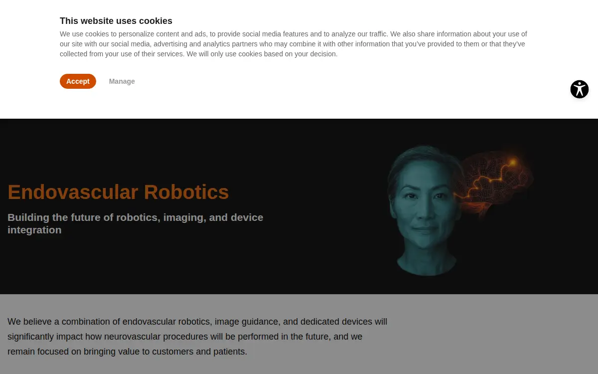 Homepage of Siemens Healthineers Endovascular Robotics, INC.