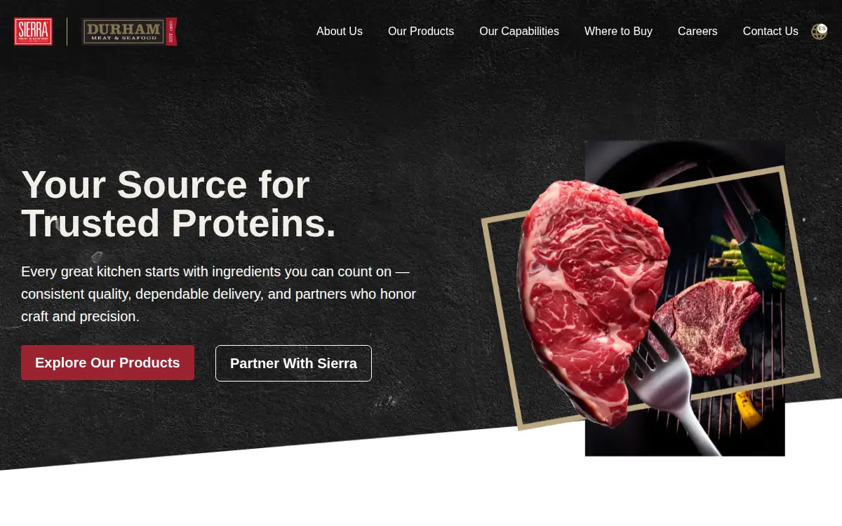 Homepage of Sierra Meat Company