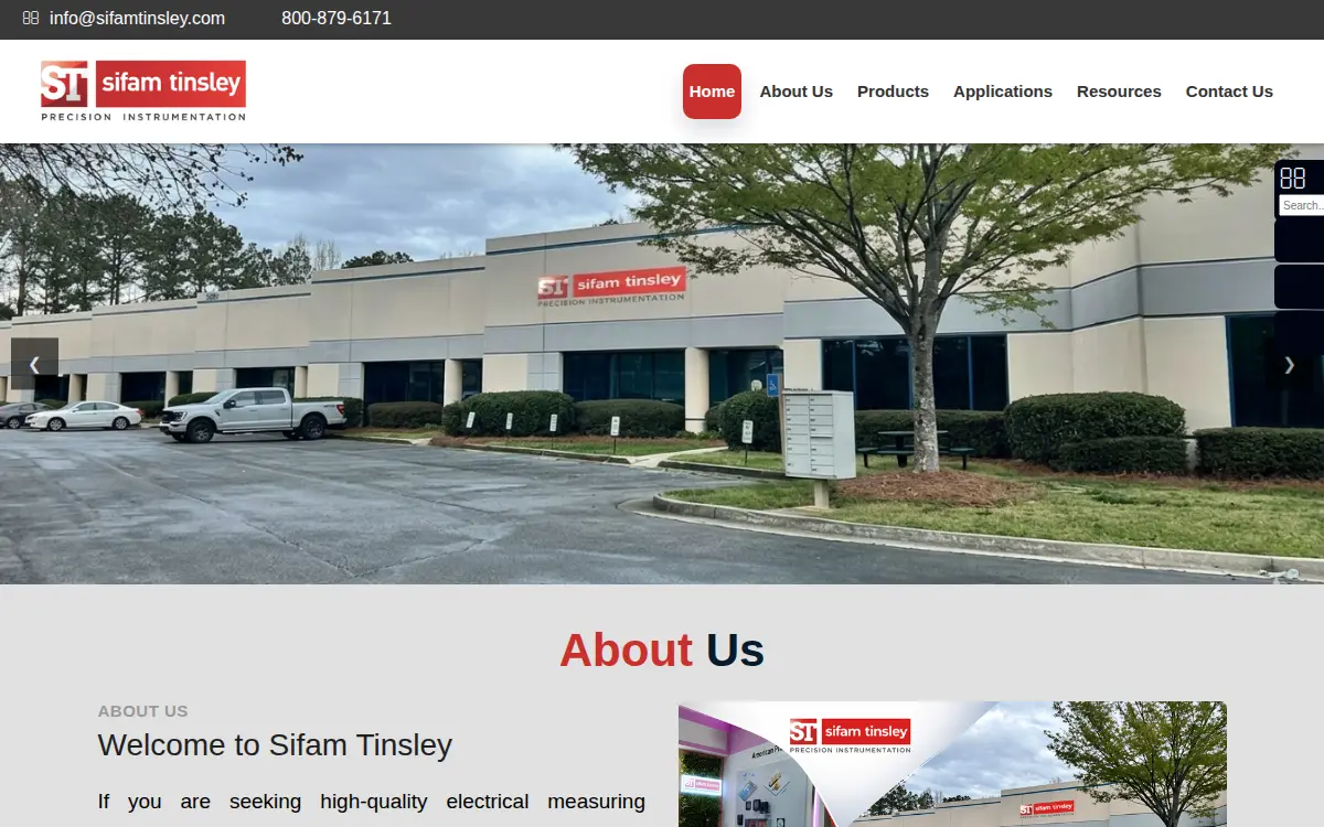 Homepage of Sifam Tinsley Instrumentation INC