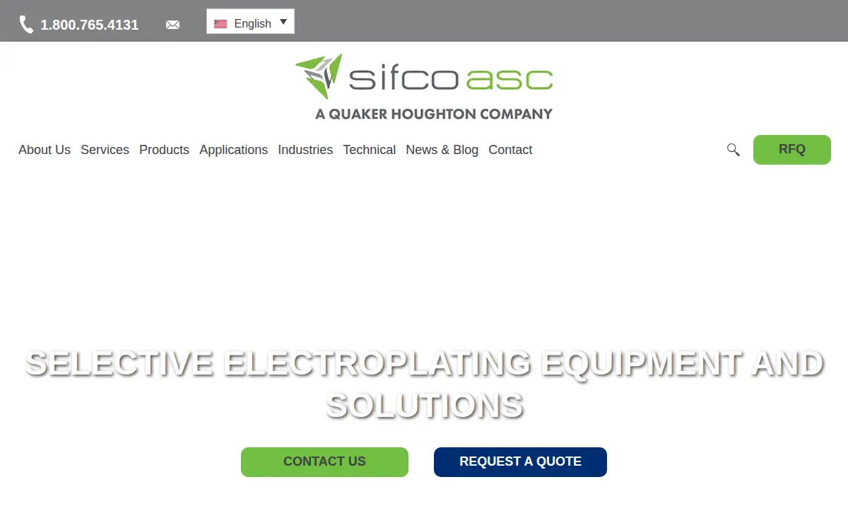 Homepage of Sifco Applied Surface Concepts, LLC