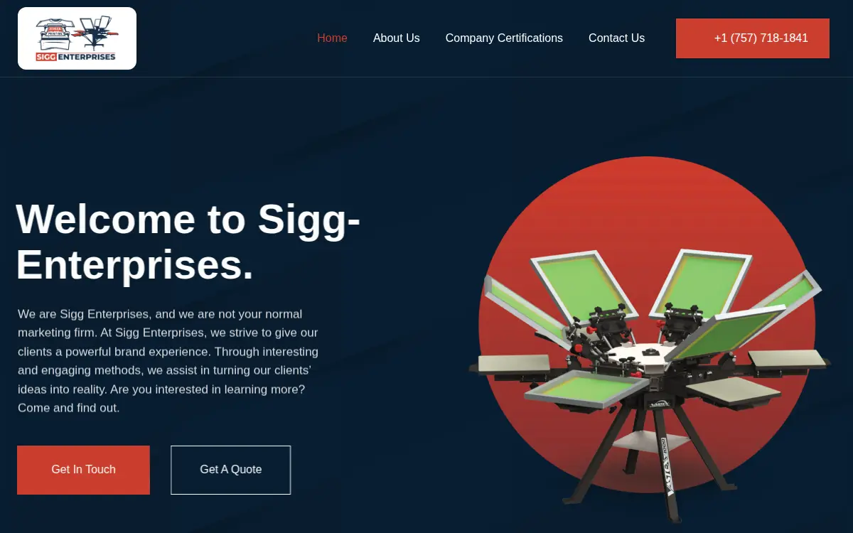 Homepage of Sigg Enterprises, INC