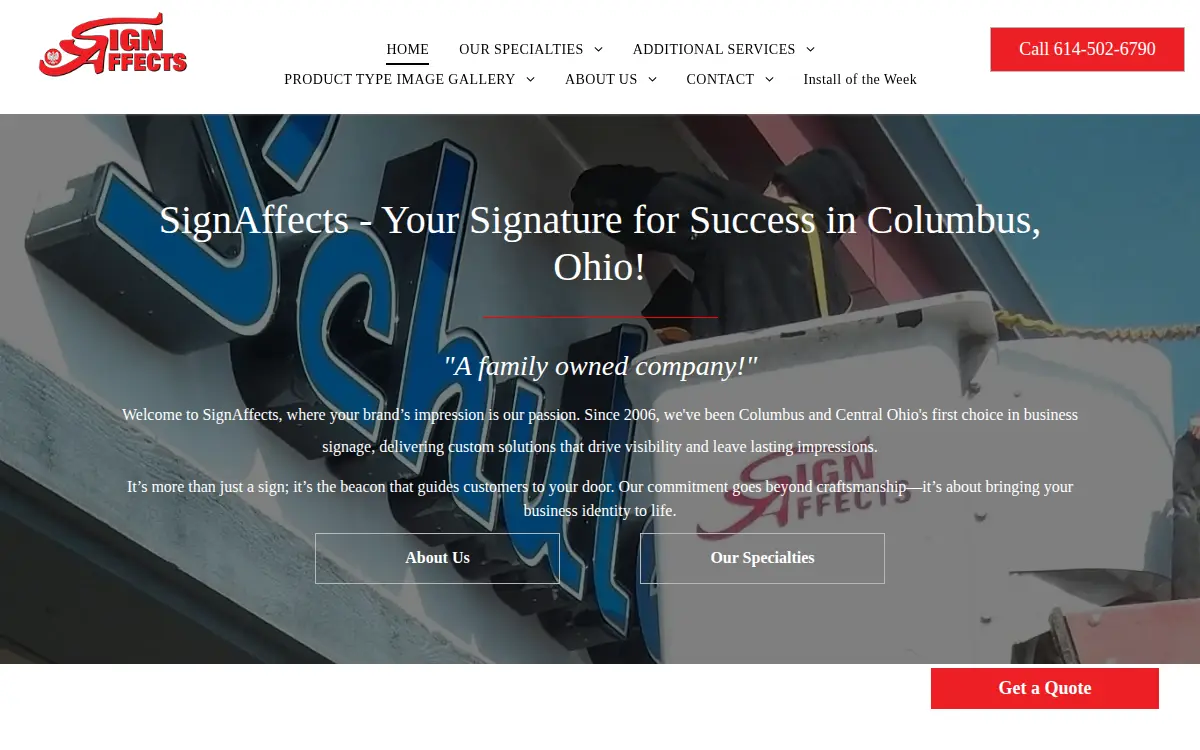 Homepage of Signaffects, Limited