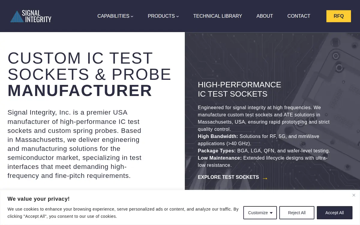 Homepage of Signal Integrity, INC.