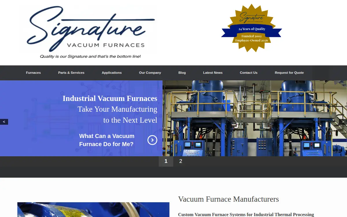 Homepage of Signature Vacuum Systems INC