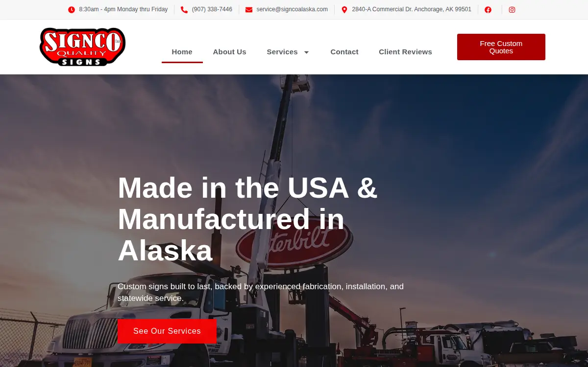 Homepage of Signco INC.