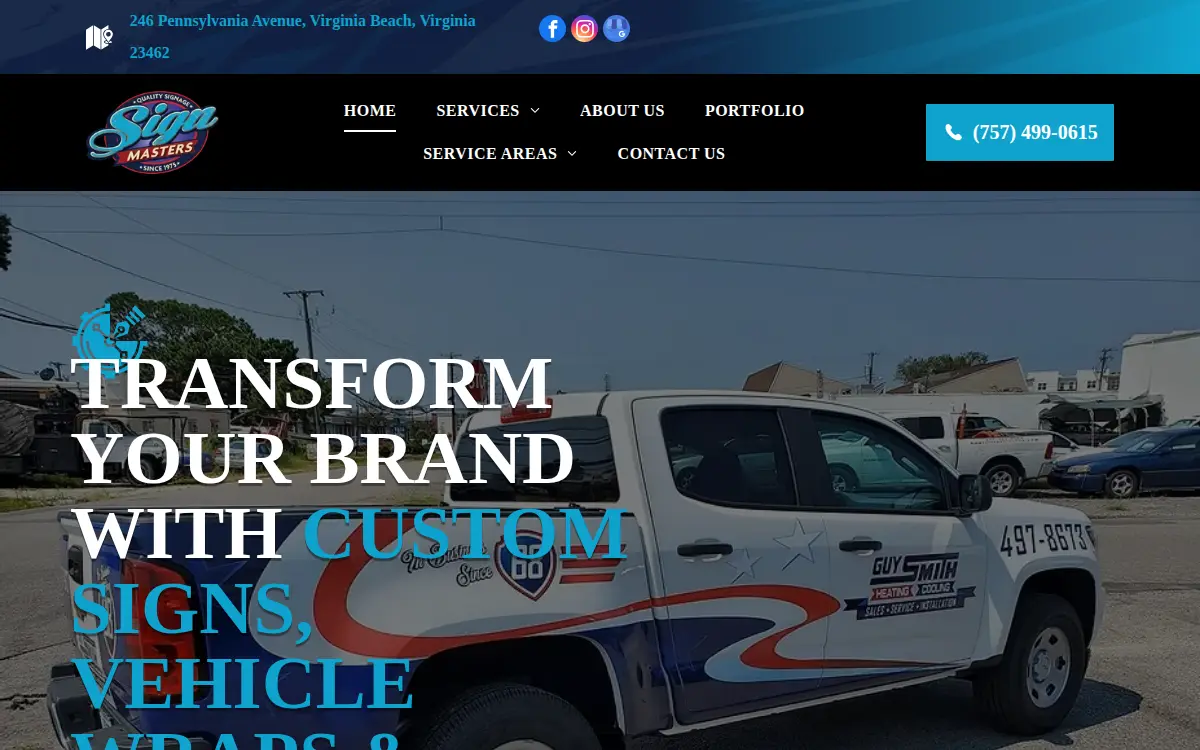 Homepage of Signmasters INC.