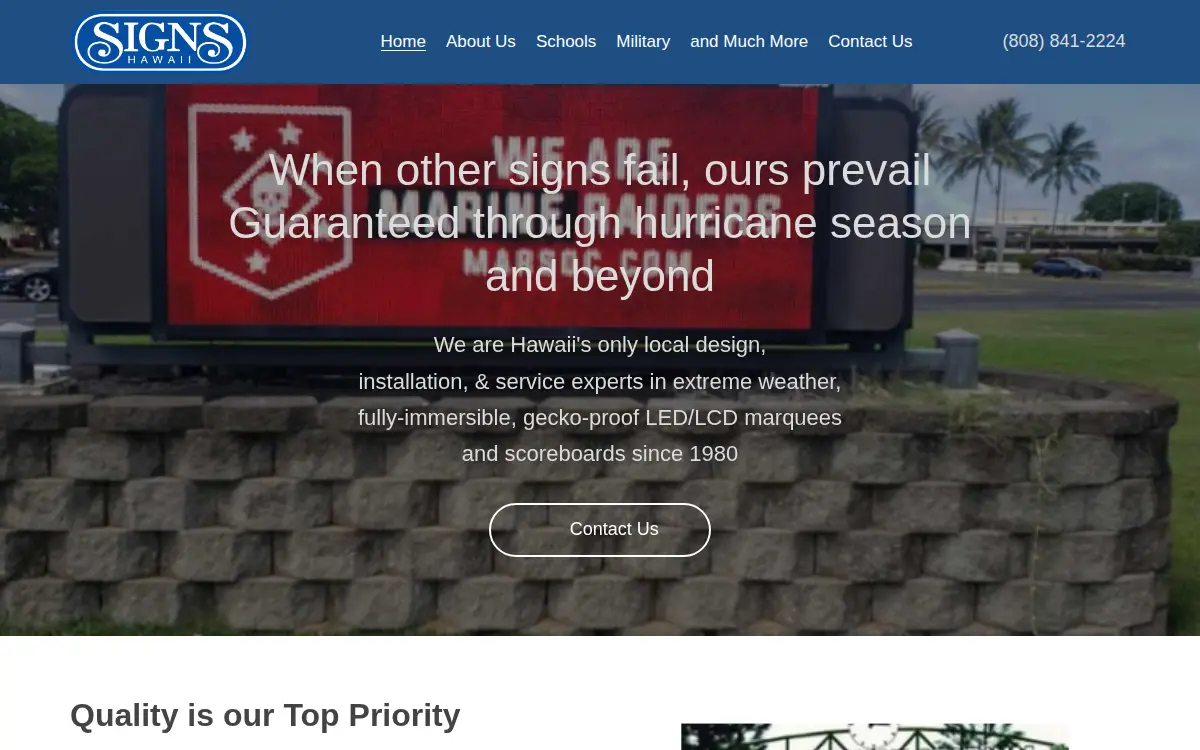 Homepage of Signs Hawaii LLC