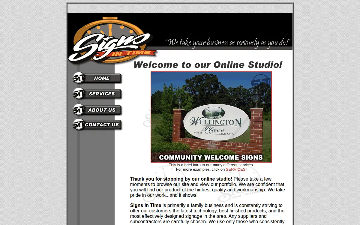 Homepage of Signs in Time LLC