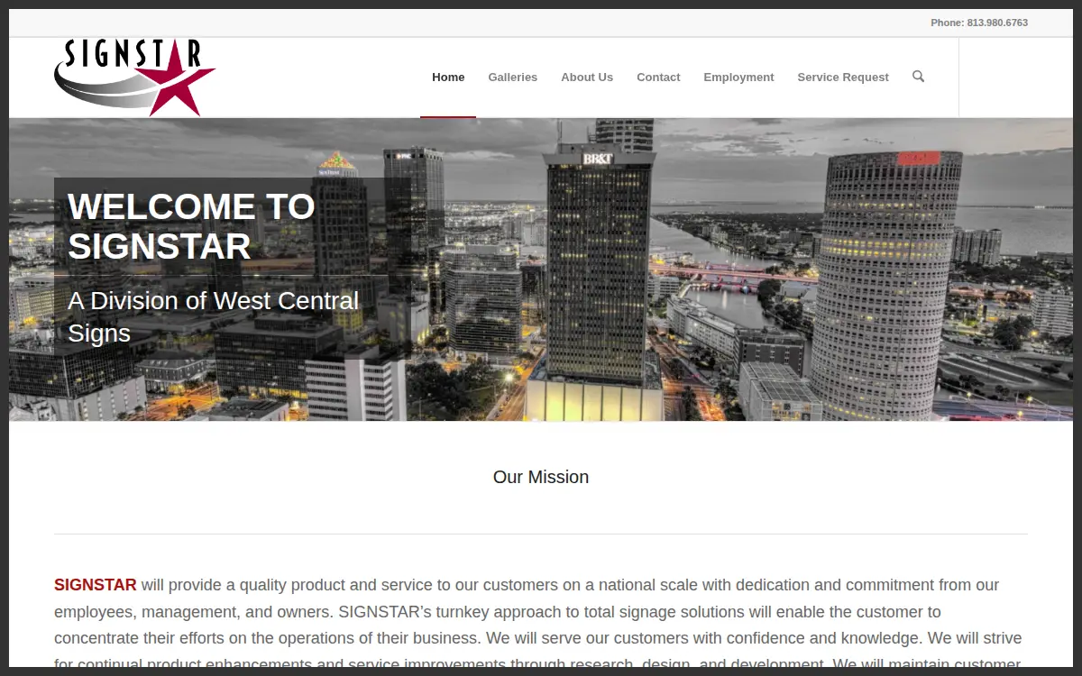 Homepage of West Central Signs, INC.
