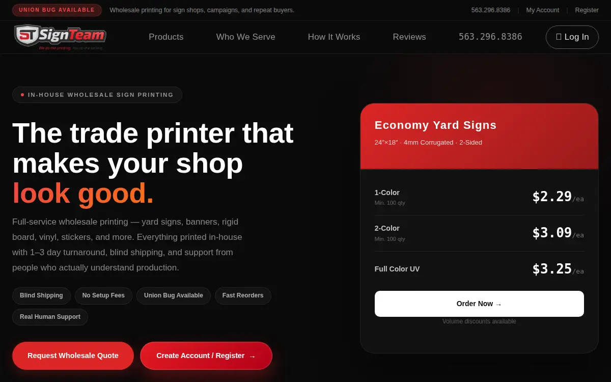 Homepage of Sign Team, INC